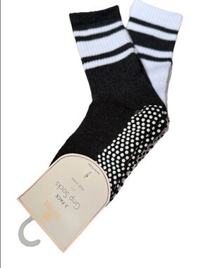 NEW Balance Collection Charcoal & White Striped Grip Socks - 2 Pack Pilates Yoga
